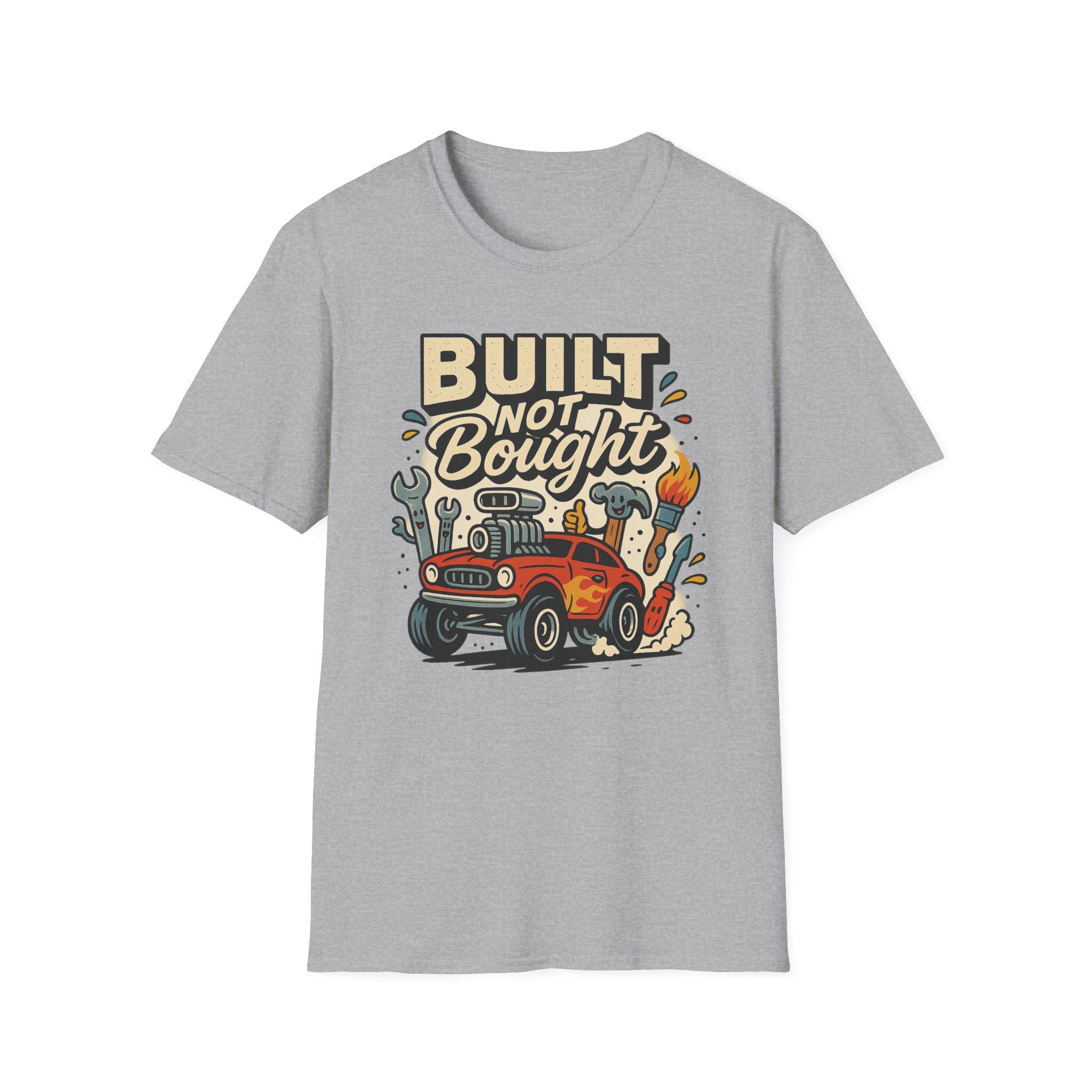 Gift for Car Guy Built Not Bought T-Shirt Motivational Car Enthusiast Tee