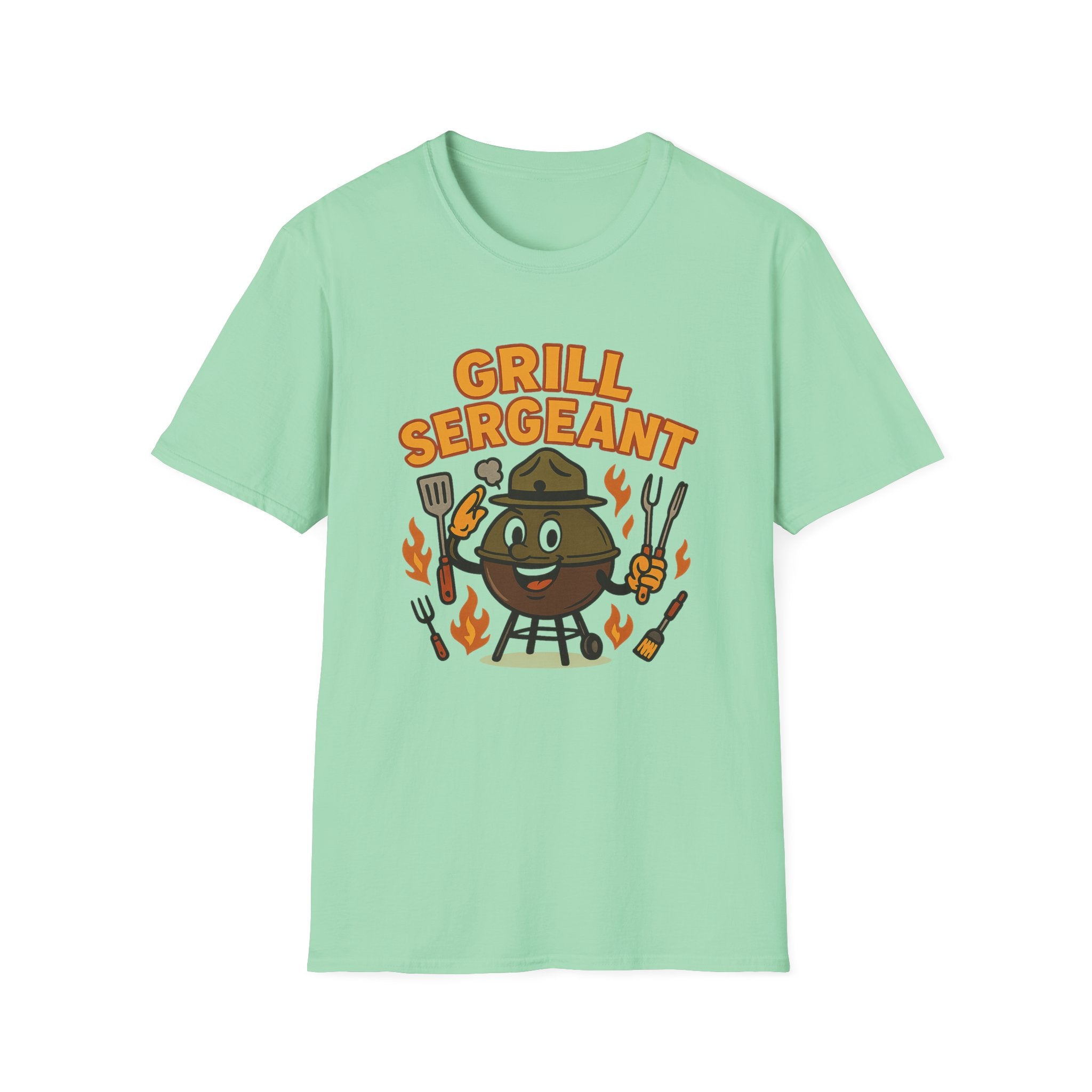 Fathers Day Gift Grill Sergeant BBQ Graphic T-Shirt for Outdoor Cooking