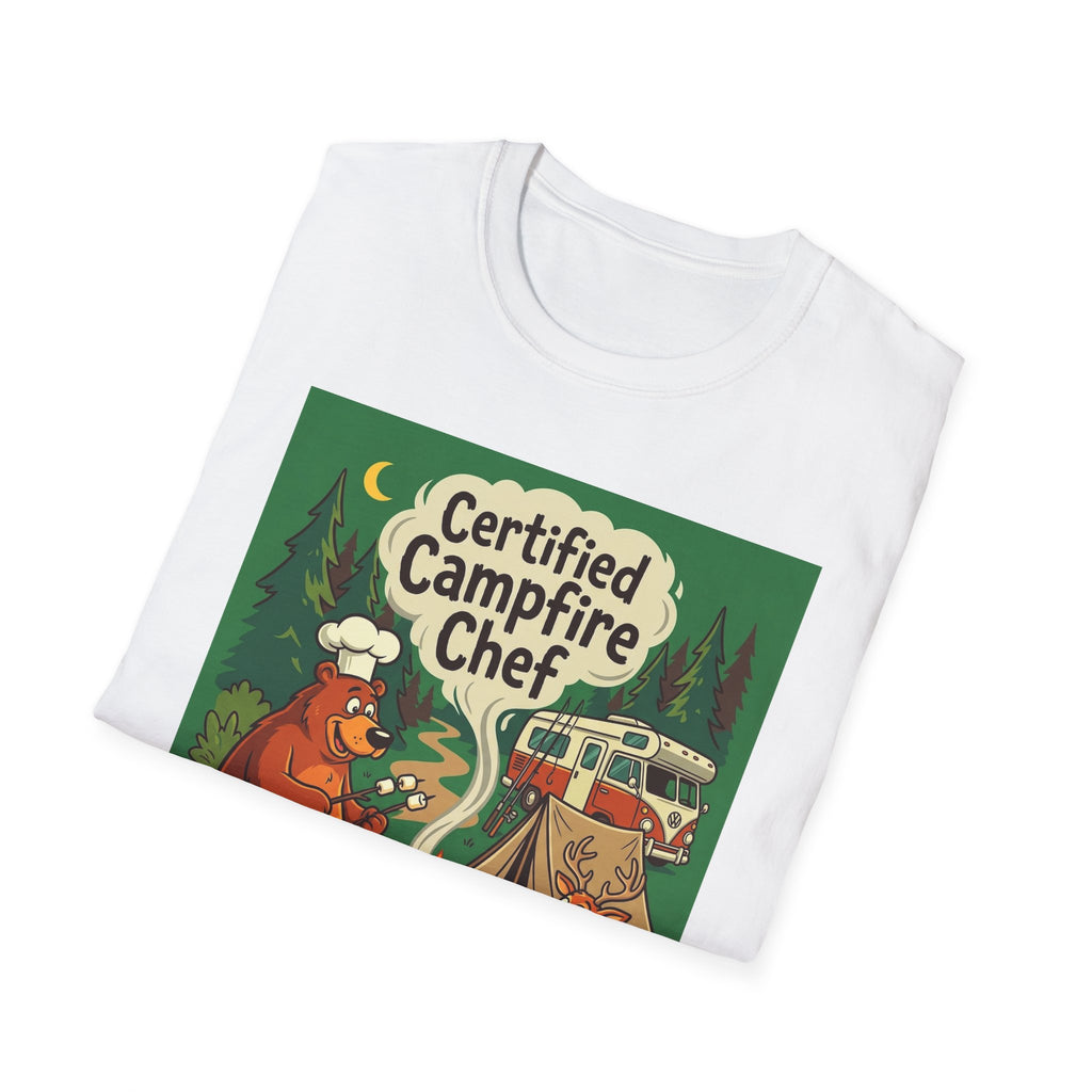 Camping for Men Certified Campfire Chef T-Shirt Outdoor Fun