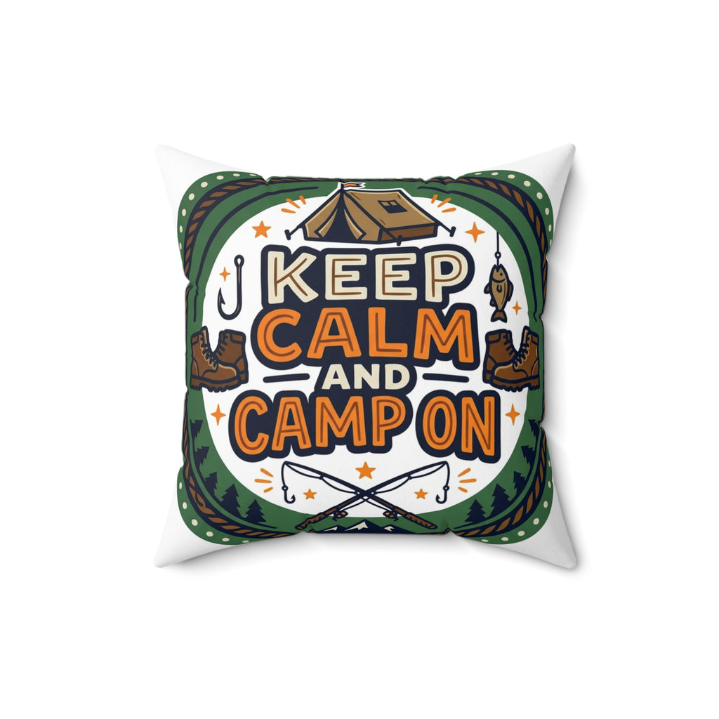 Camping for Men Keep Calm And Camp On Pillow 18x18 inch