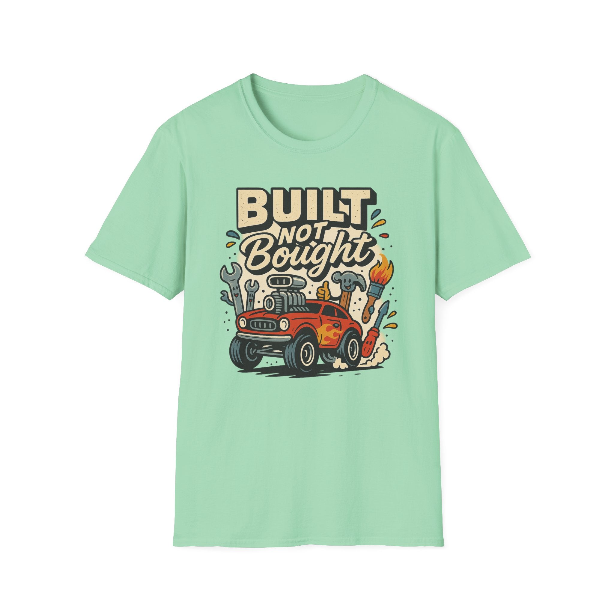 Gift for Car Guy Built Not Bought T-Shirt Motivational Car Enthusiast Tee