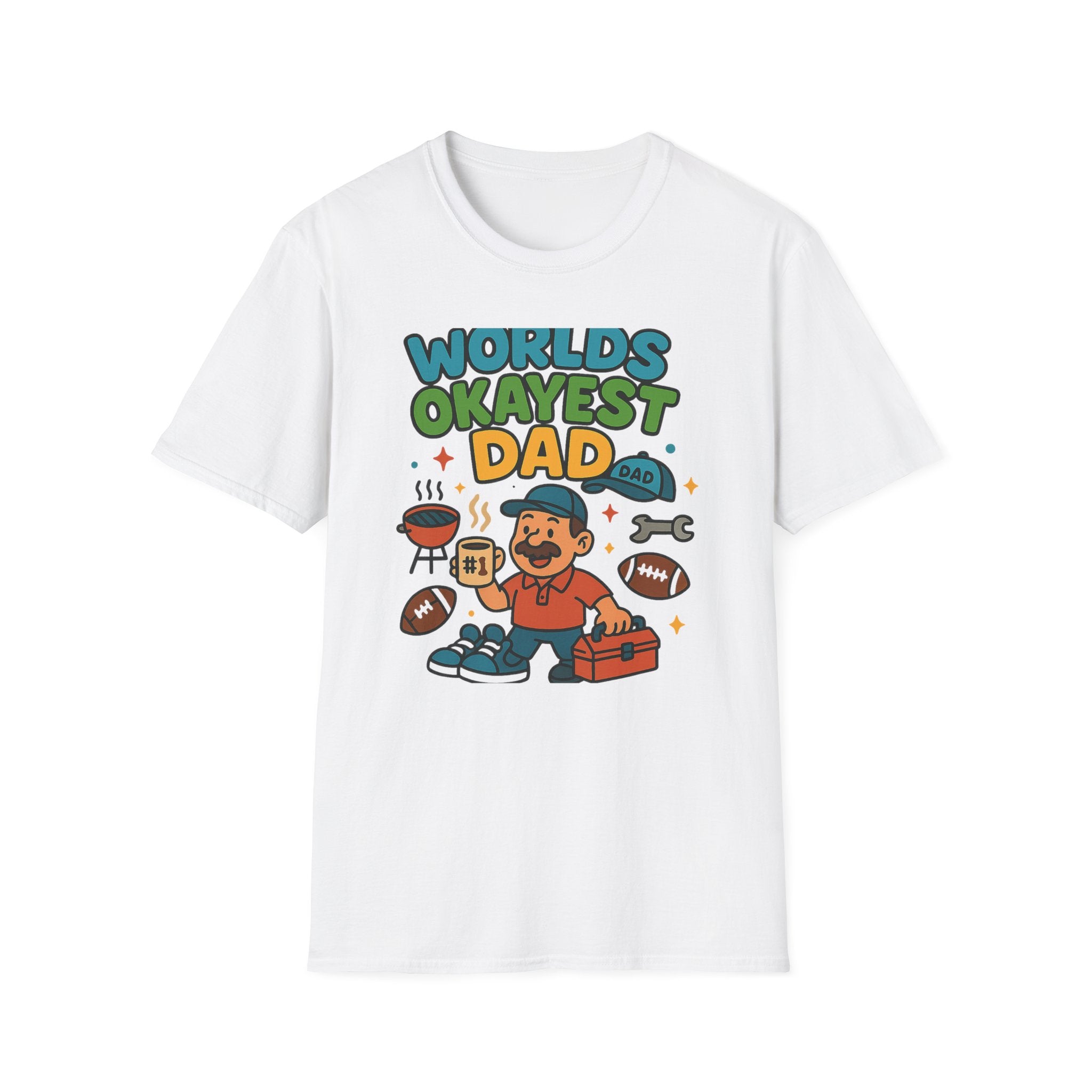 Fathers Day Gift Worlds Okayest Dad T-Shirt Funny Dad Tee