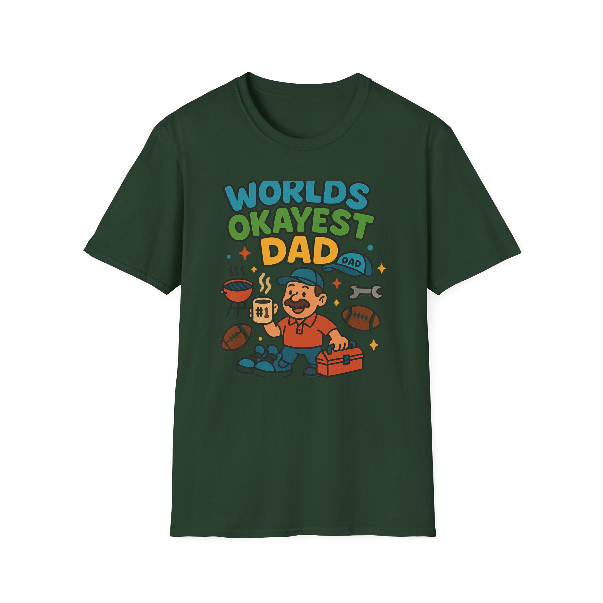 Fathers Day Gift Worlds Okayest Dad T-Shirt Funny Dad Tee