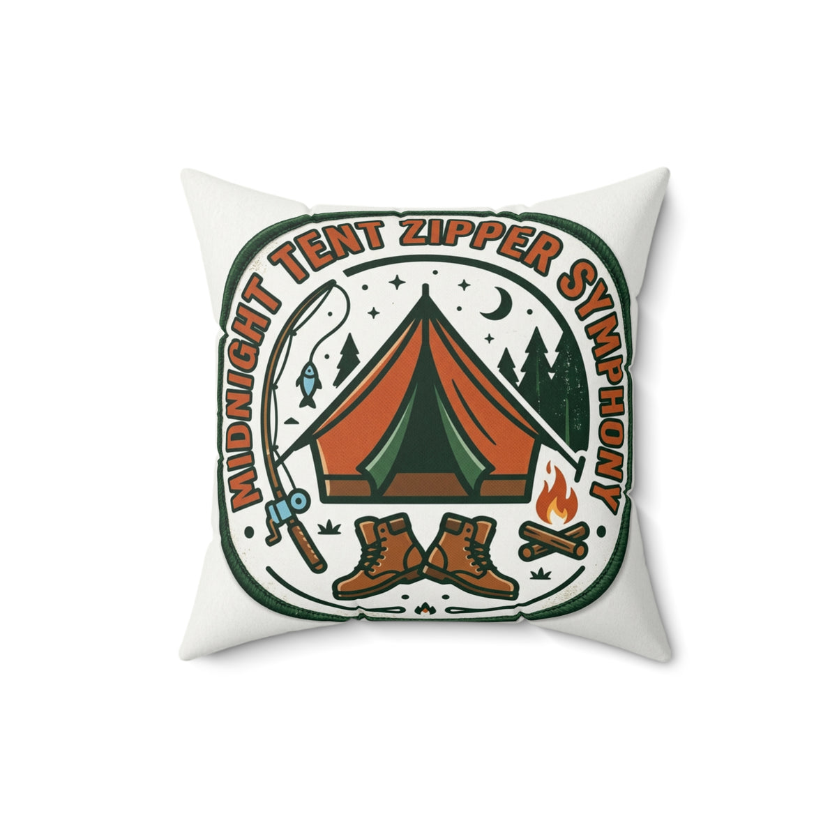 Camping for Men Pillow with Midnight Tent Zipper Symphony