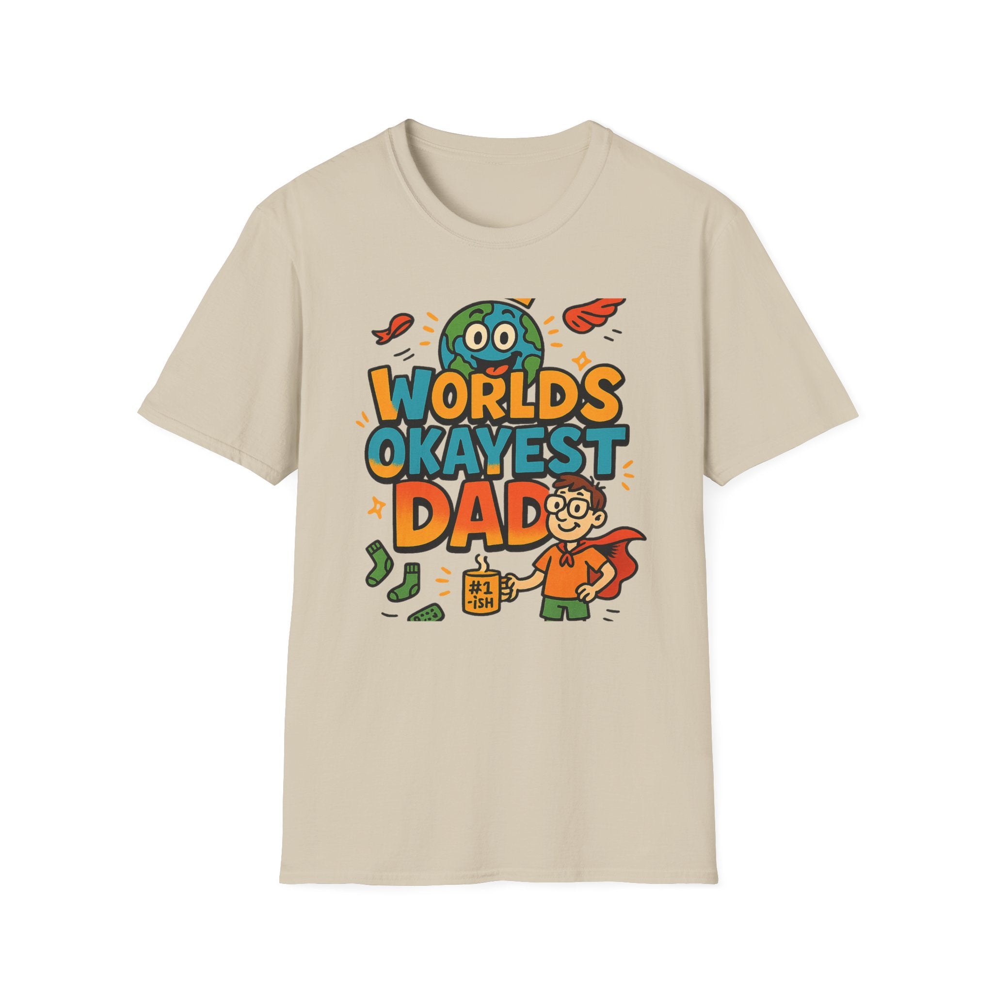 Fathers Day Gift Worlds Okayest Dad Shirt Funny Humor Tee for Men