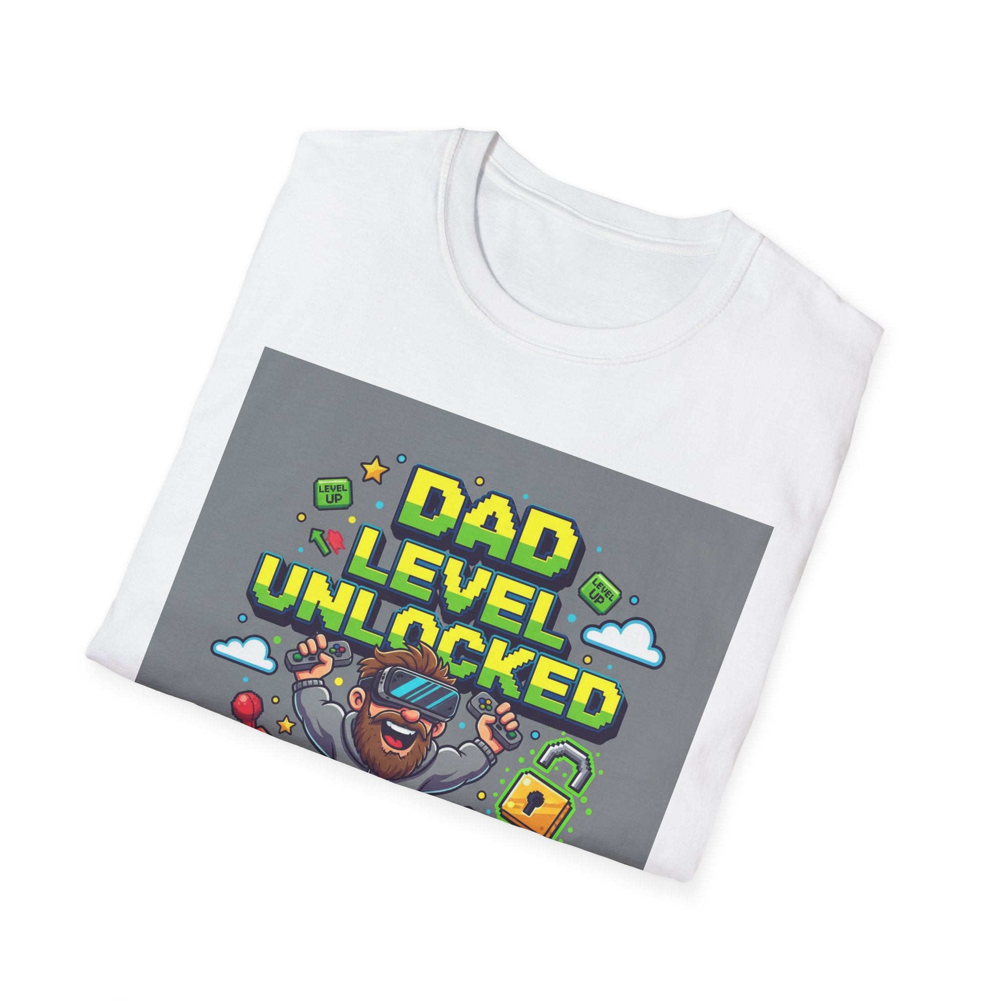 Fathers Day Gift Dad Level Unlocked Funny T-Shirt for Men