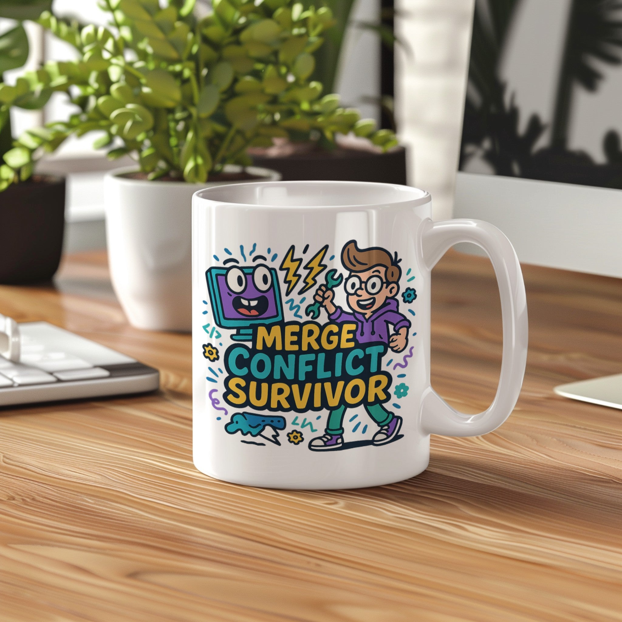 Merge Conflict Survivor Mug | Funny Coding Coffee Cup for Developers