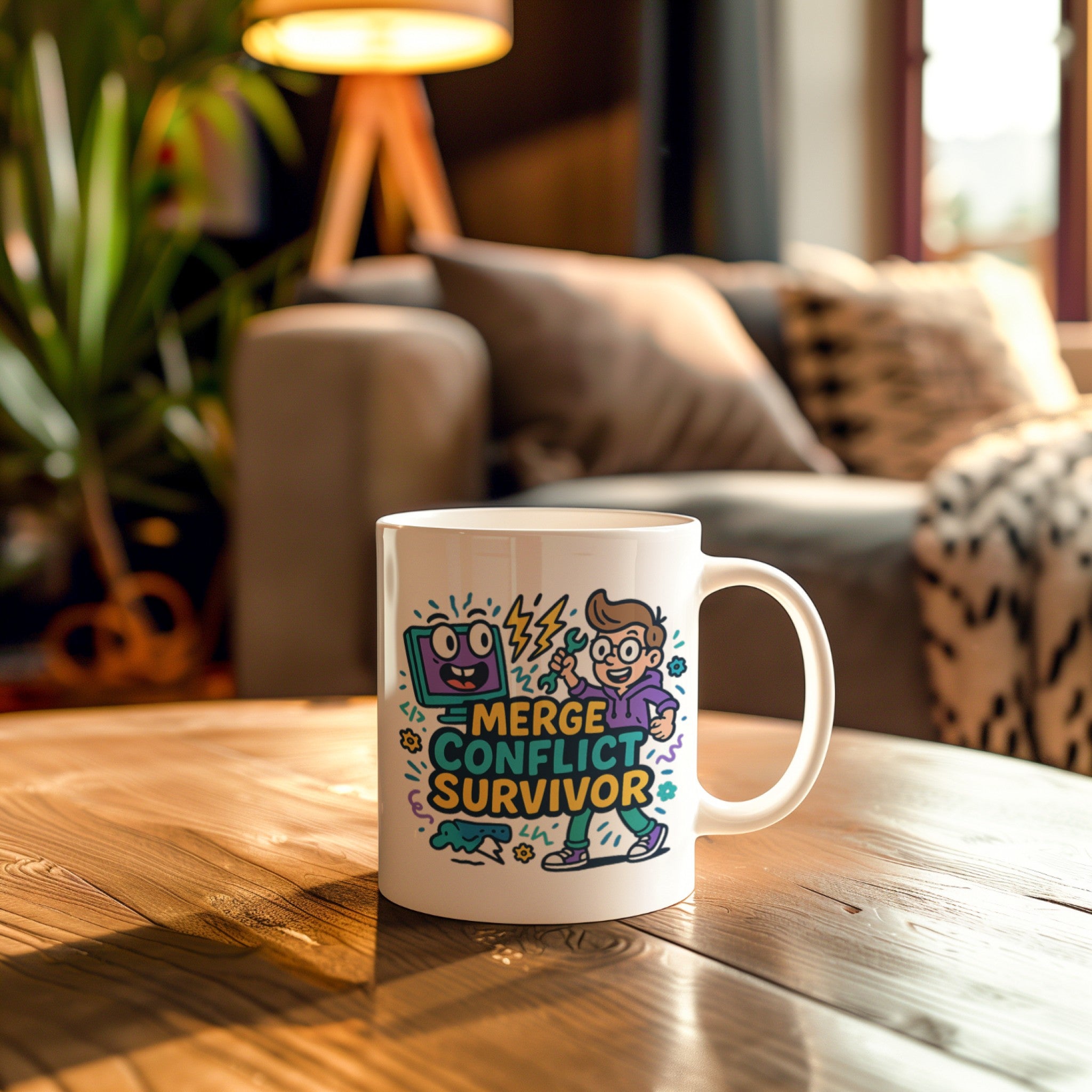 Merge Conflict Survivor Mug | Funny Coding Coffee Cup for Developers