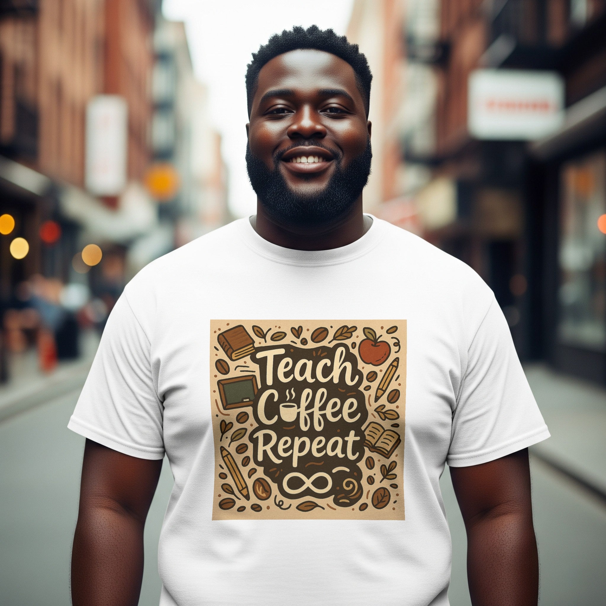 Teach Coffee Repeat Teacher T-Shirt | Funny Teacher Shirt Gift for Educators & Coffee Lovers