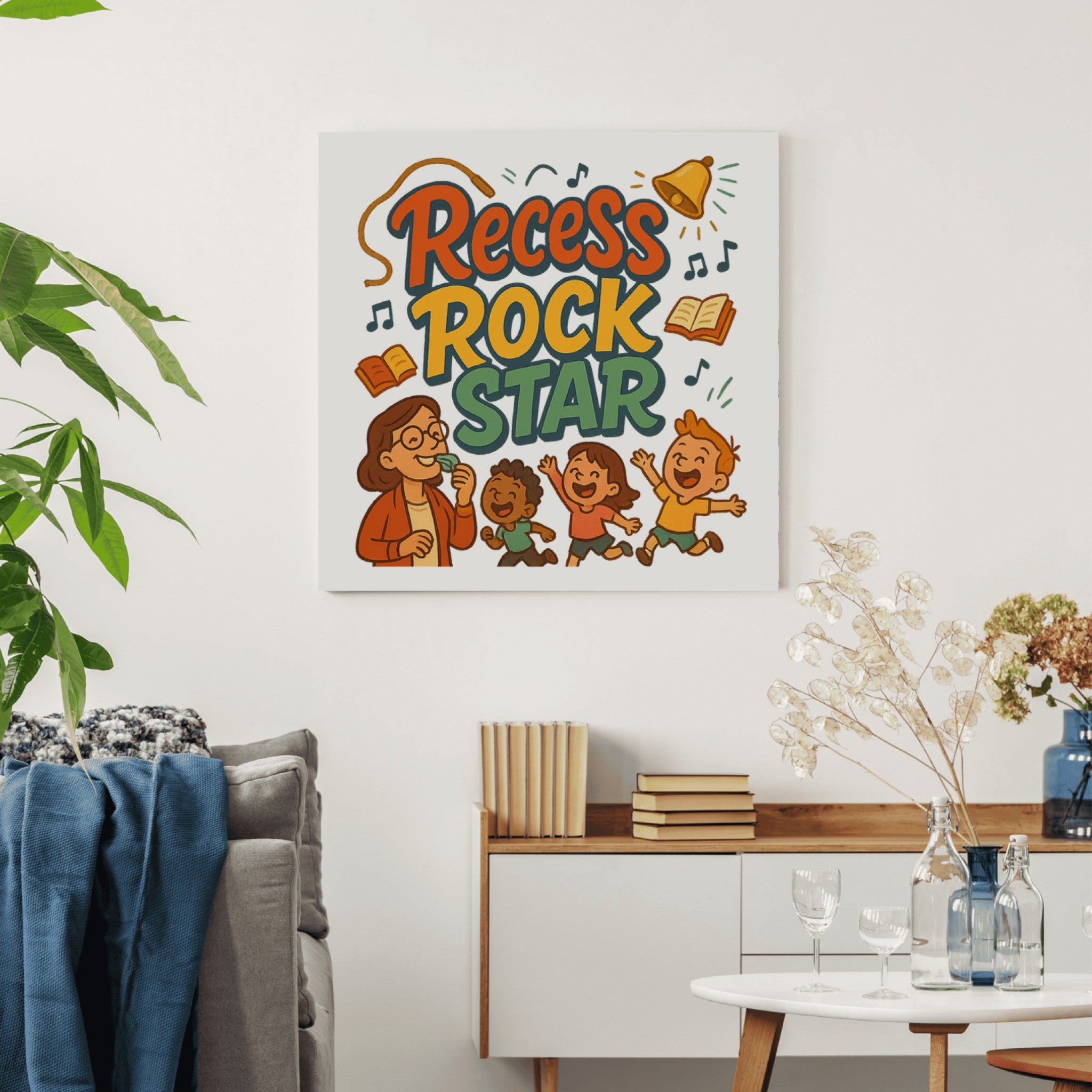Recess Rock Star Framed Poster | Funny Teacher Wall Art Print for Classroom & School Decor