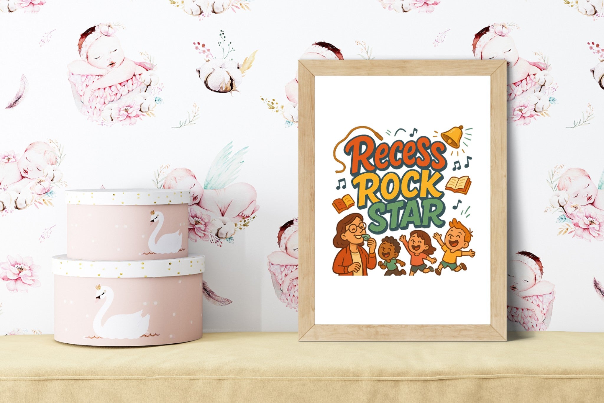 Recess Rock Star Framed Poster | Funny Teacher Wall Art Print for Classroom & School Decor