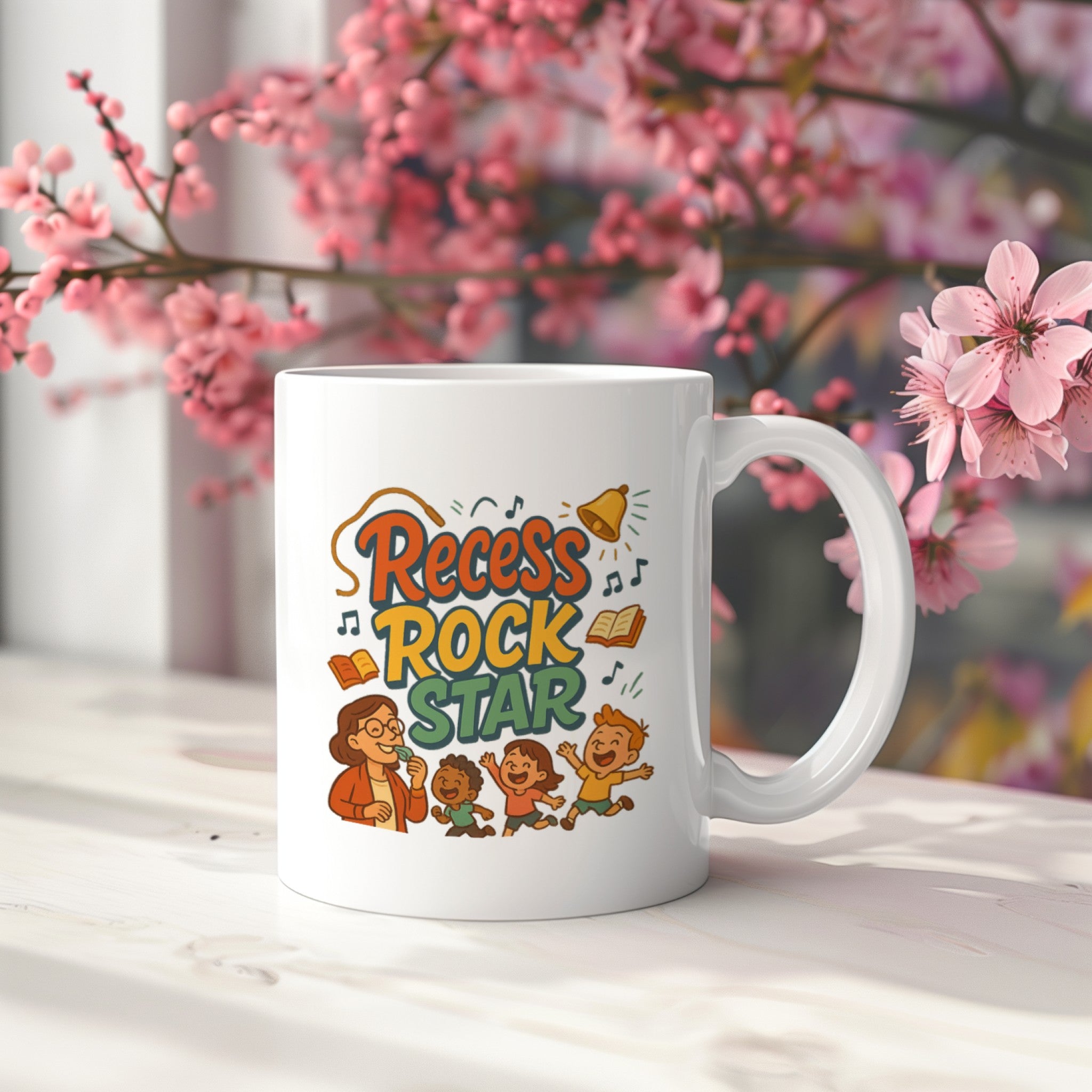 Recess Rock Star Mug | Funny Teacher Coffee Cup Gift for Educators & School Staff