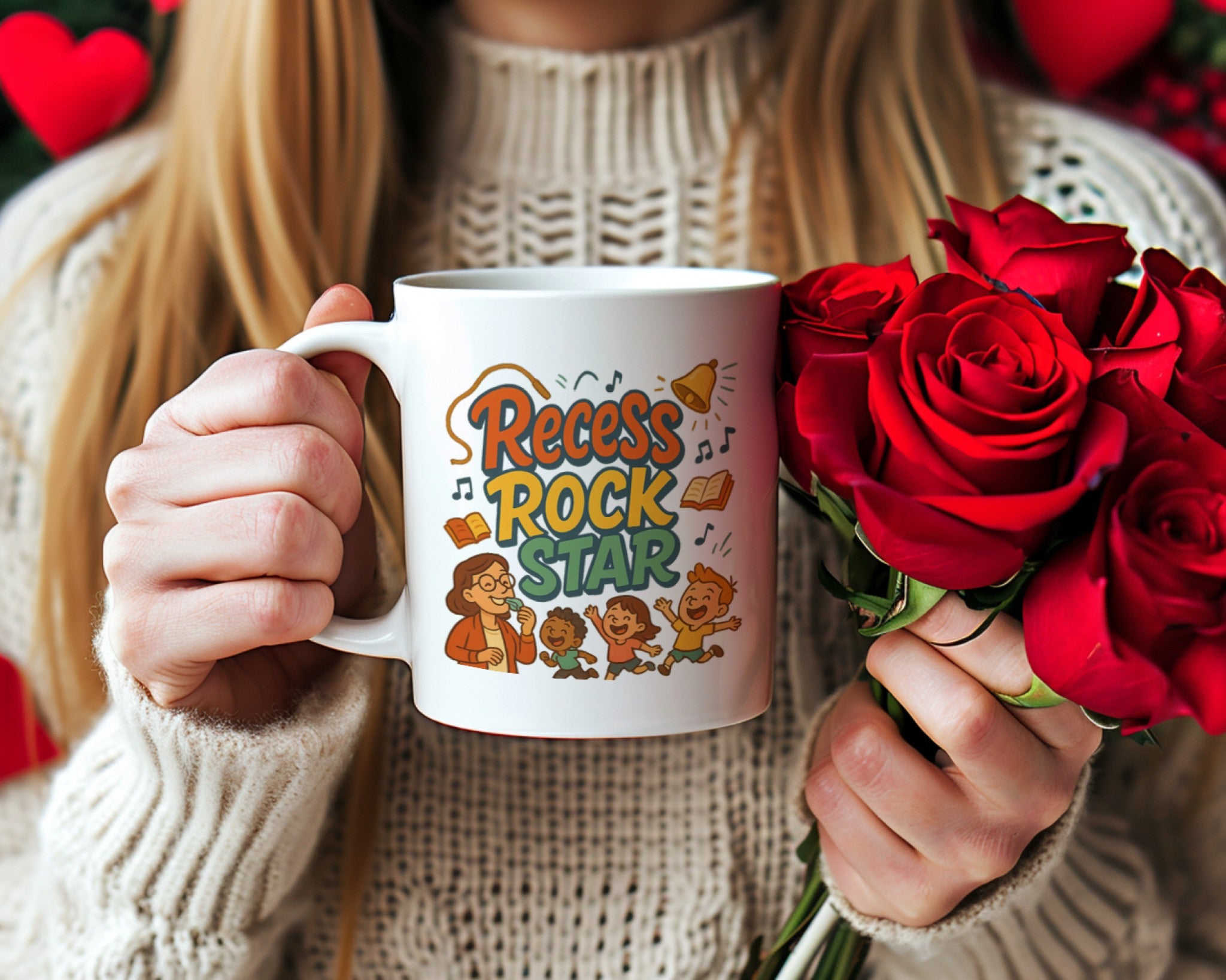 Recess Rock Star Mug | Funny Teacher Coffee Cup Gift for Educators & School Staff