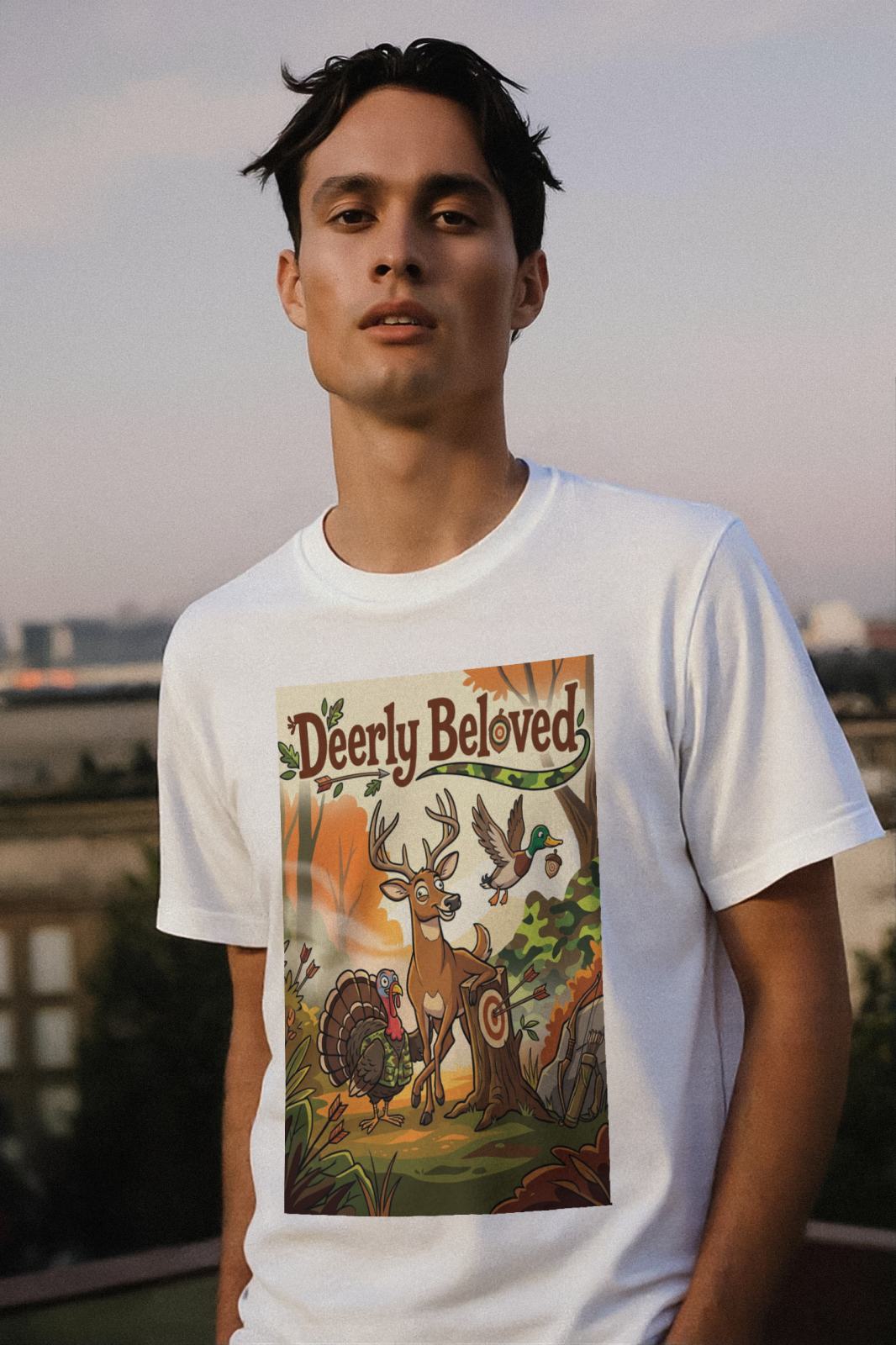 Hunters Deerly Beloved Funny T-Shirt for Outdoor Enthusiasts