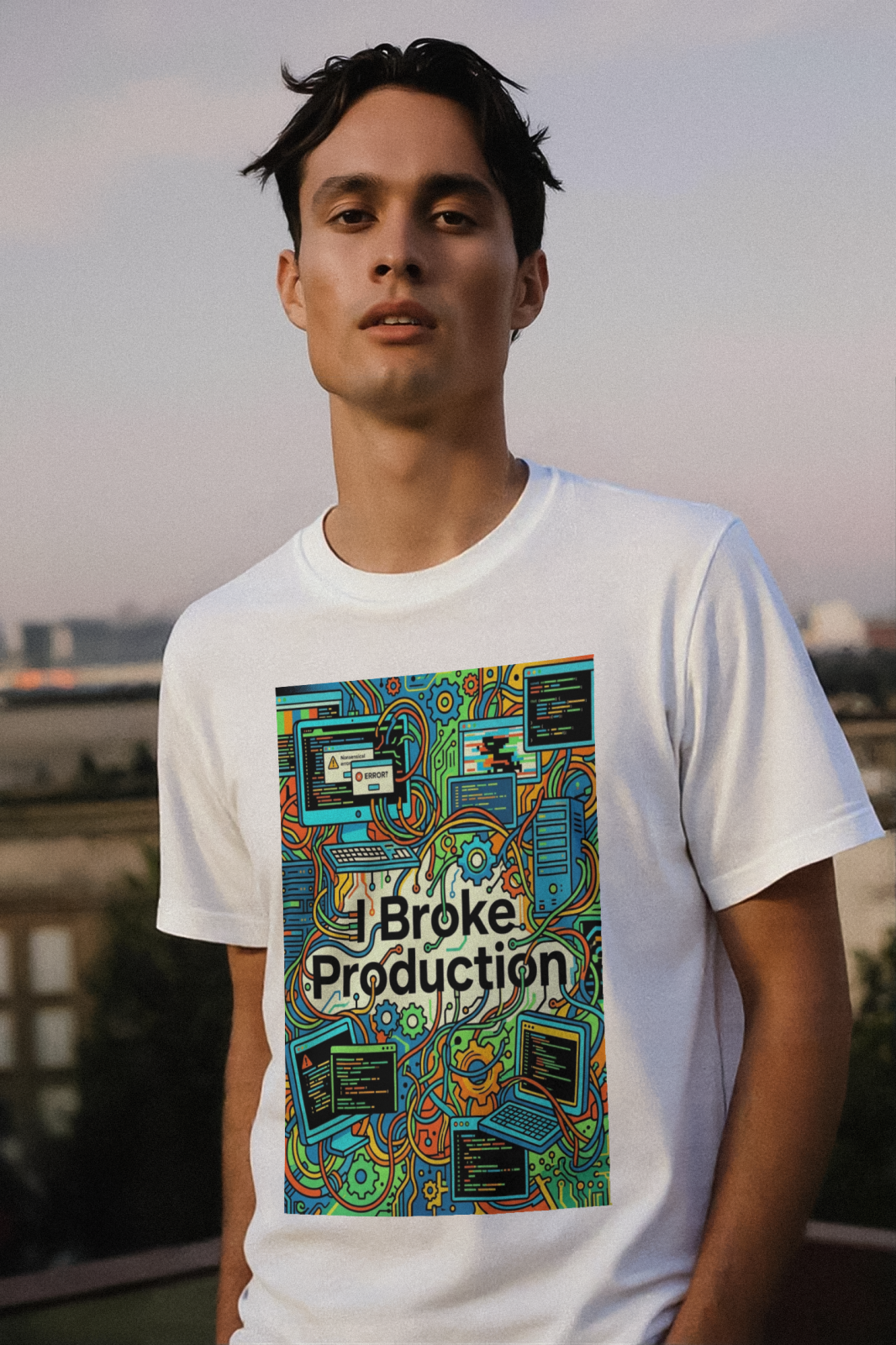 Tech Guy Shirt I Broke Production Funny Tee for IT Professionals