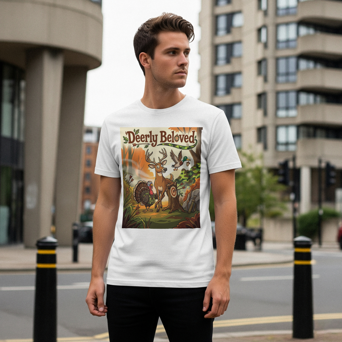 Hunters Deerly Beloved Funny T-Shirt for Outdoor Enthusiasts