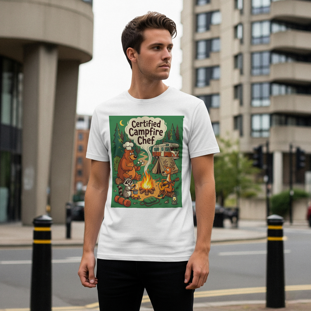 Camping for Men Certified Campfire Chef T-Shirt Outdoor Fun