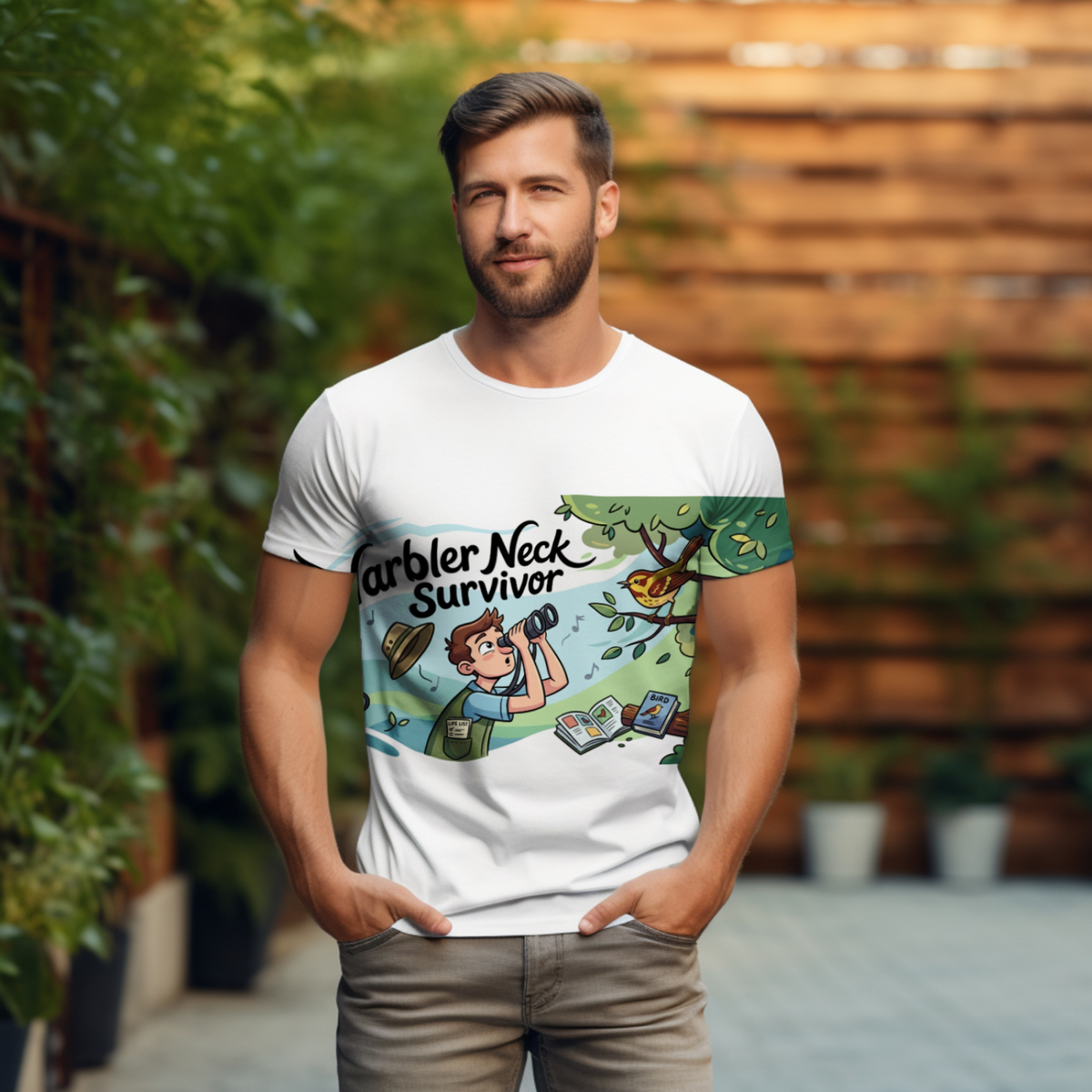 Bird Watching Apparel: Warbler Neck Survivor for Enthusiasts