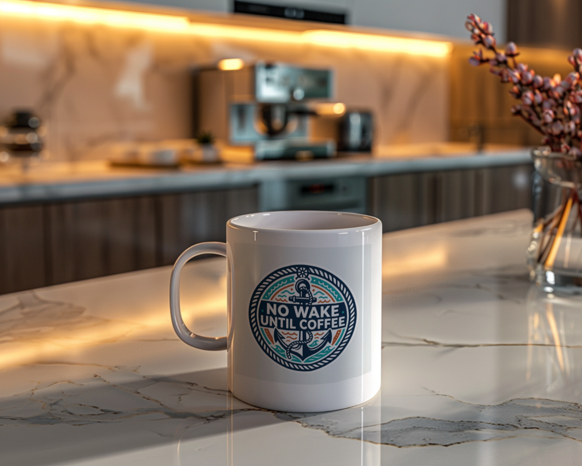 Boating for Men No Wake Until Coffee Mug