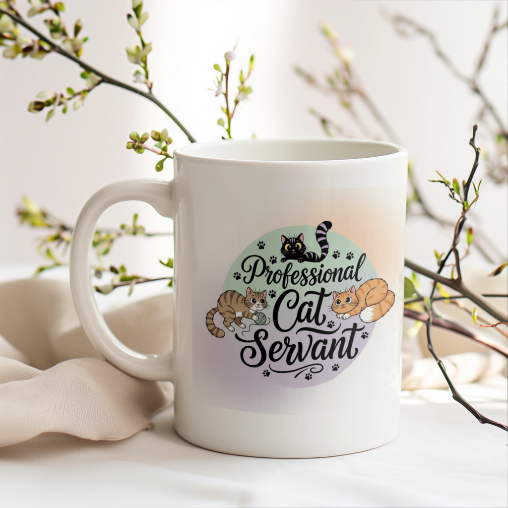 Gift for Cat Person Funny Mug Professional Cat Servant Coffee Cup
