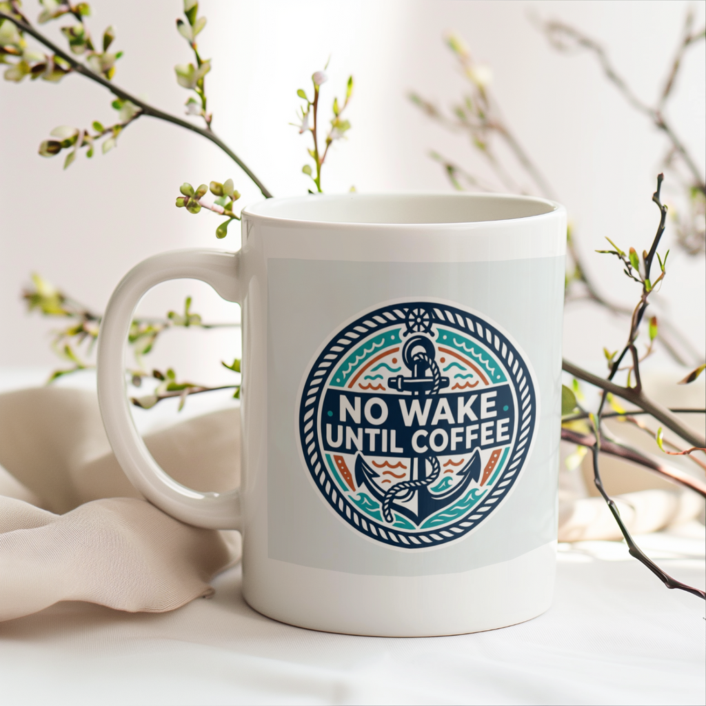 Boating for Men No Wake Until Coffee Mug