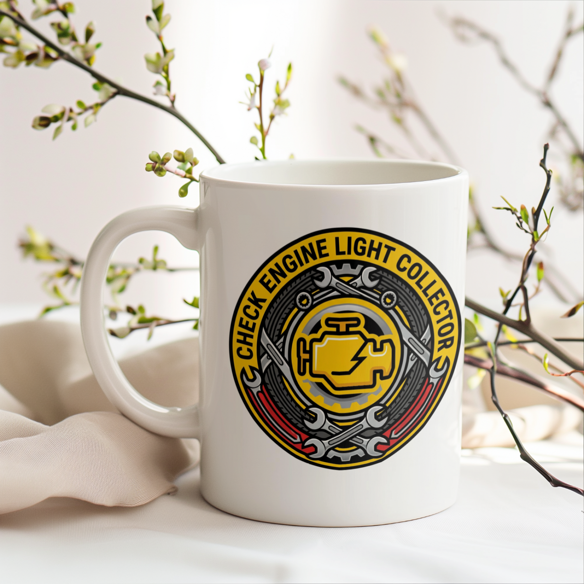 Car guys mug Check Engine Light Collector funny ceramic coffee