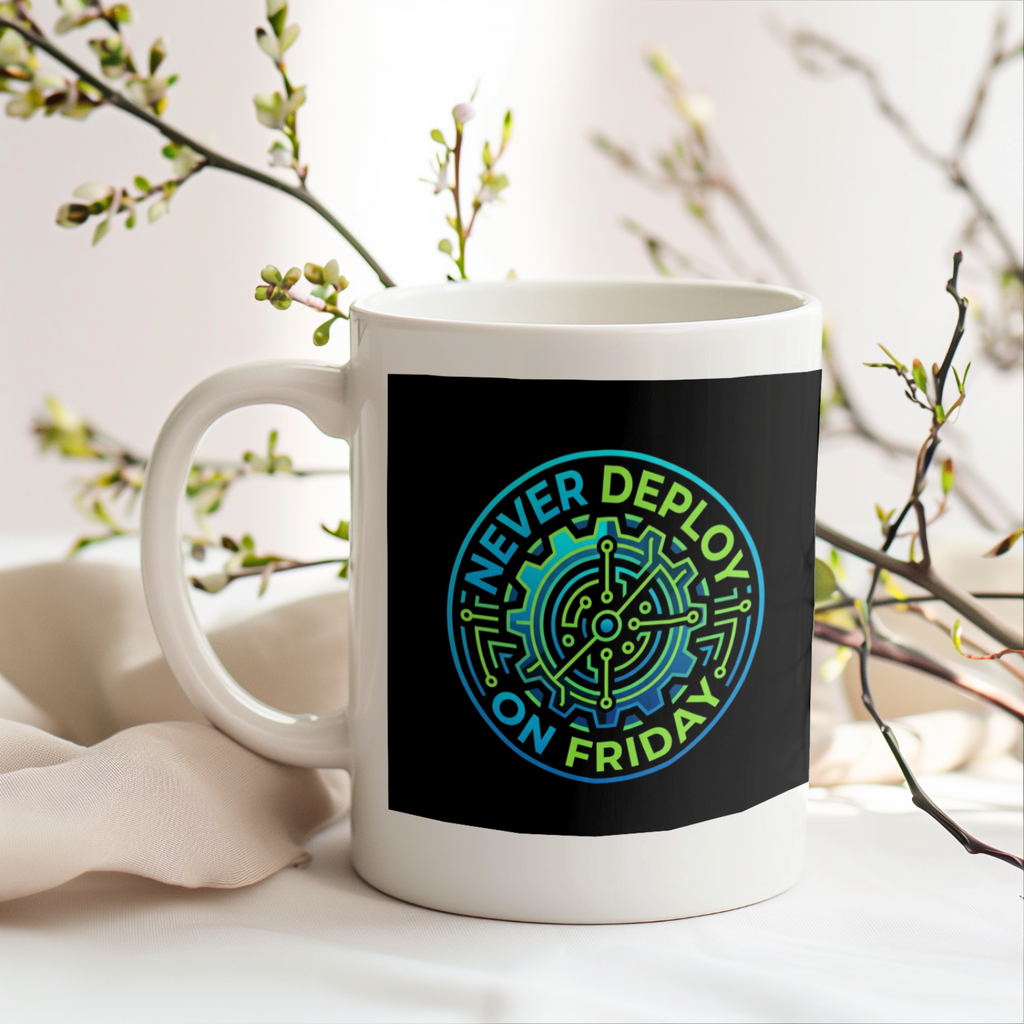 Tech Guy Mug Never Deploy On Friday Coffee Cup