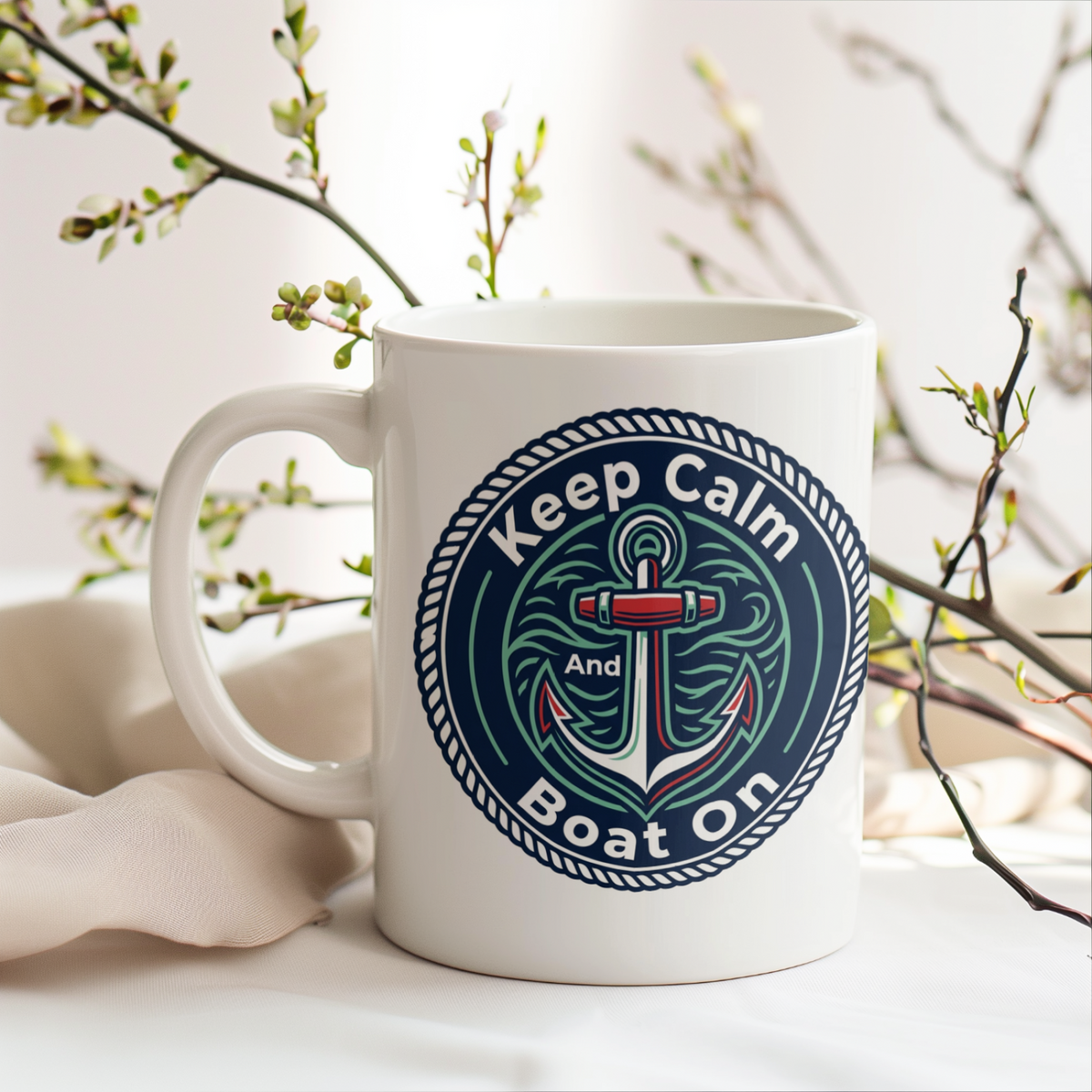 Boating for Men Keep Calm and Boat On Mug