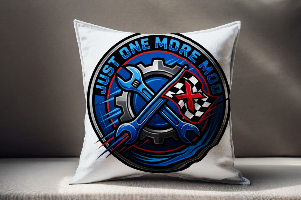 Car Guys Pillow Just One More Mod for Car Enthusiasts