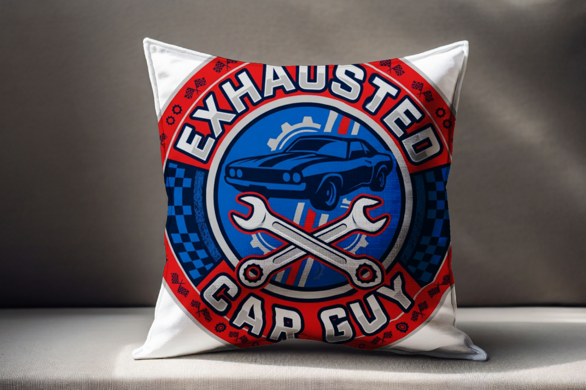 Car Guys Exhausted Car Guy Pillow for Auto Enthusiasts
