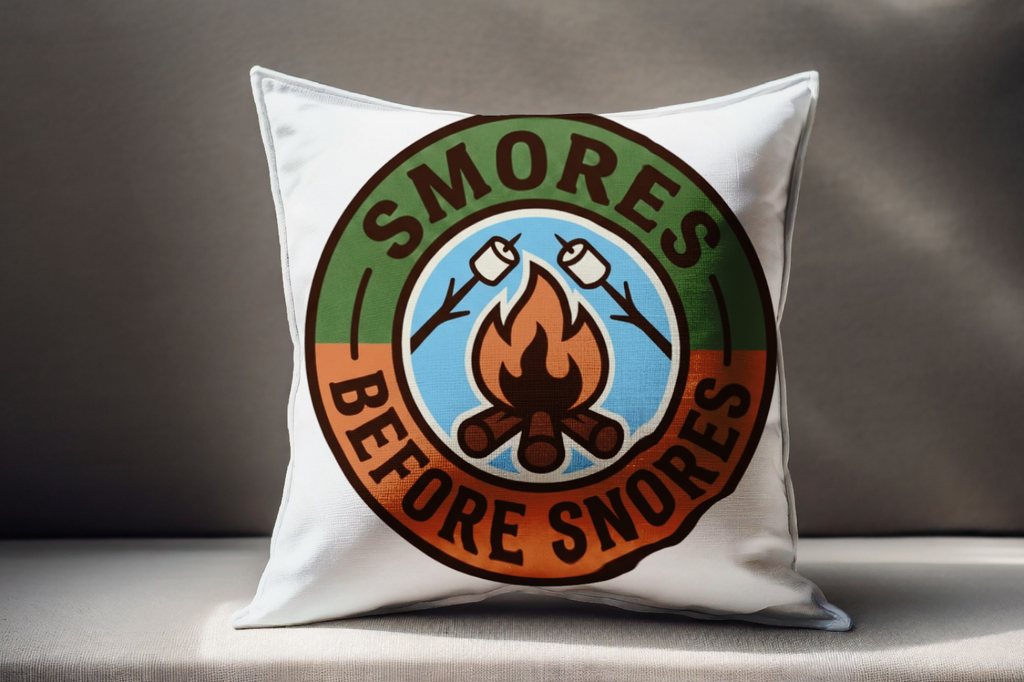 Camping for Men Smores Before Snores Comfy Pillow