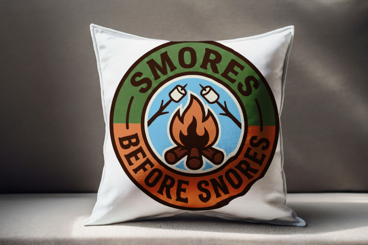 Camping for Men Smores Before Snores Comfy Pillow