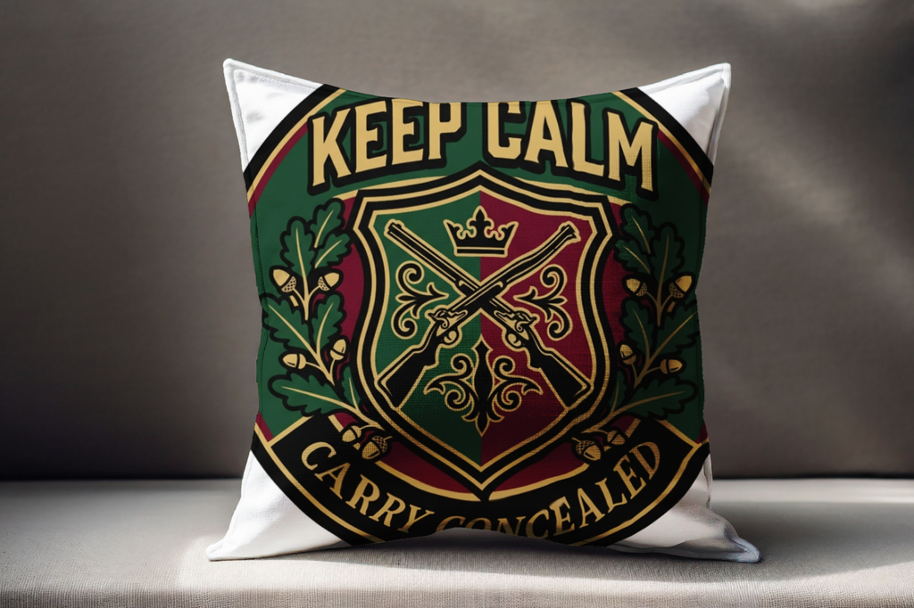 Gun Owners Keep Calm Carry Concealed Pillow for Home Decor