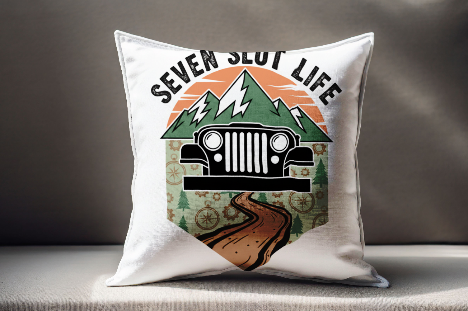 Gift for jeep owners: Seven slot life Pillow