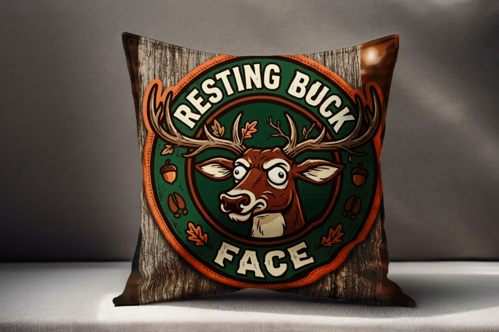 Hunters Resting Buck Face Pillow Funny Decor for Enthusiasts