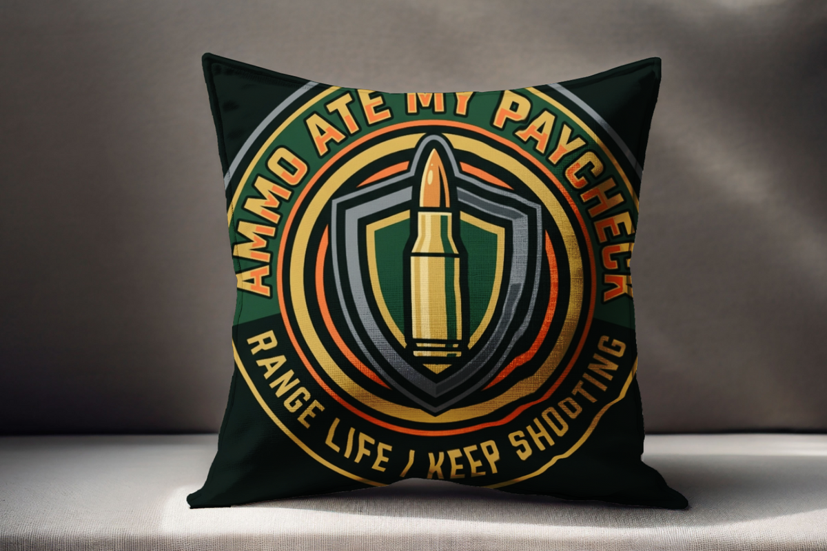 Gun owners Ammo Ate My Paycheck Funny Throw Pillow