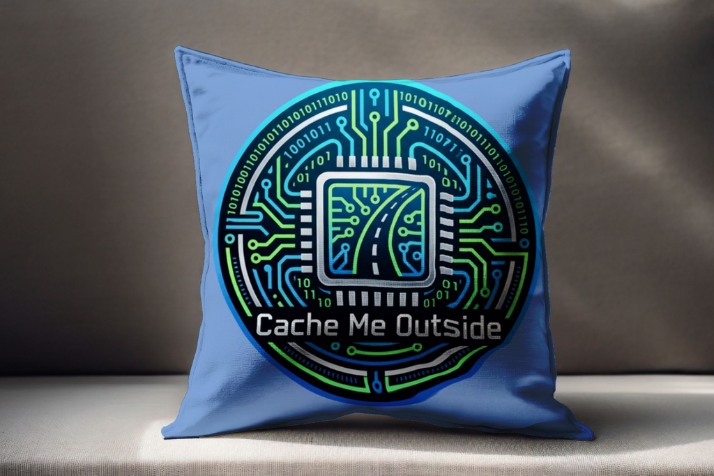 Tech Guy Cache Me Outside Pillow for Geeks and Gamers
