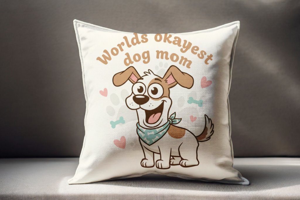 Funny gifts for dog moms: Worlds okayest dog mom