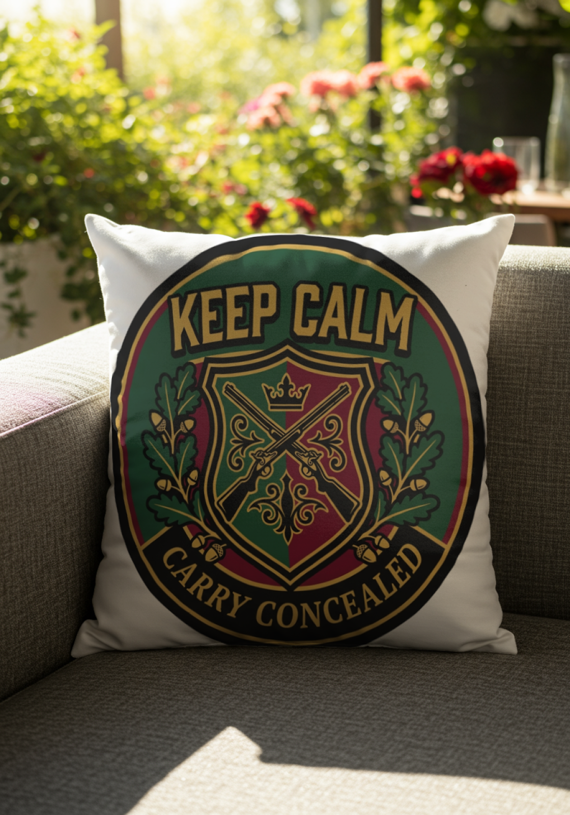 Gun Owners Keep Calm Carry Concealed Pillow for Home Decor