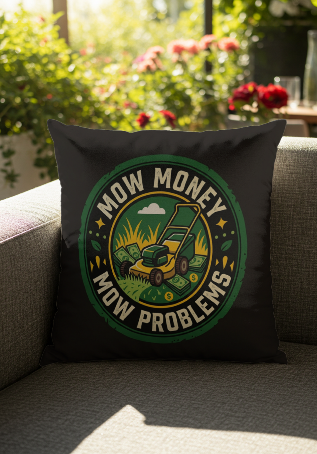 Landscaper for Men Mow Money Mow Problems Pillow