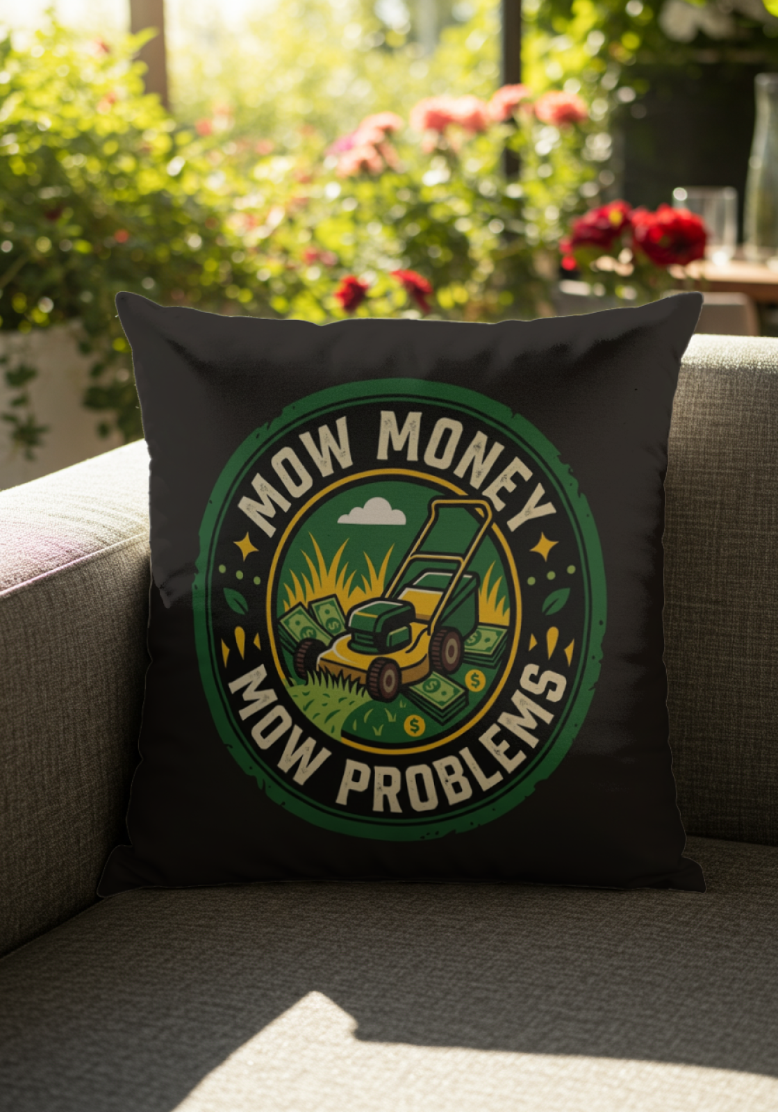 Landscaper for Men Mow Money Mow Problems Pillow