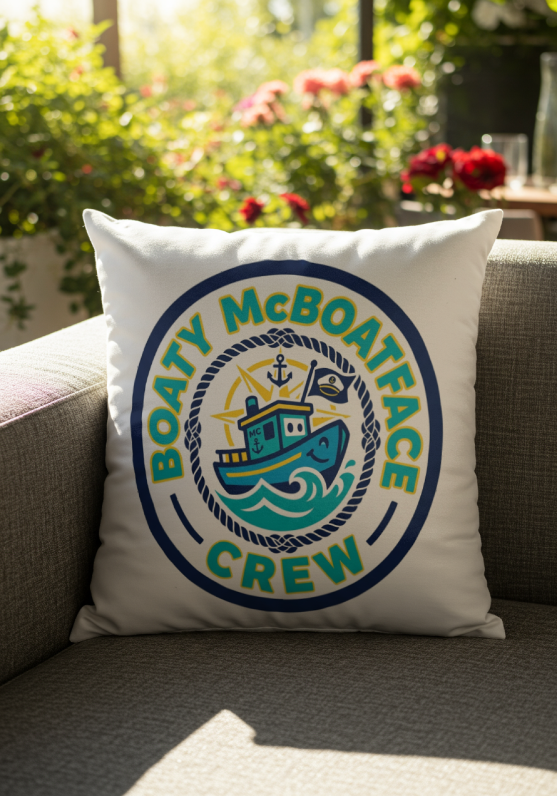 Boating for men Boaty McBoatface Crew Pillow Nautical Decor