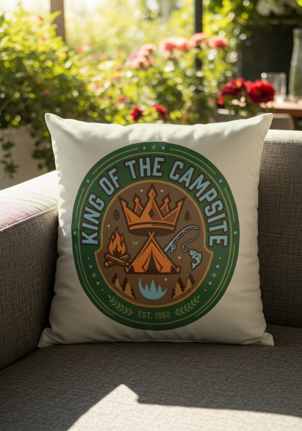 Camping for men King Of The Campsite Pillow Outdoor Home Decor