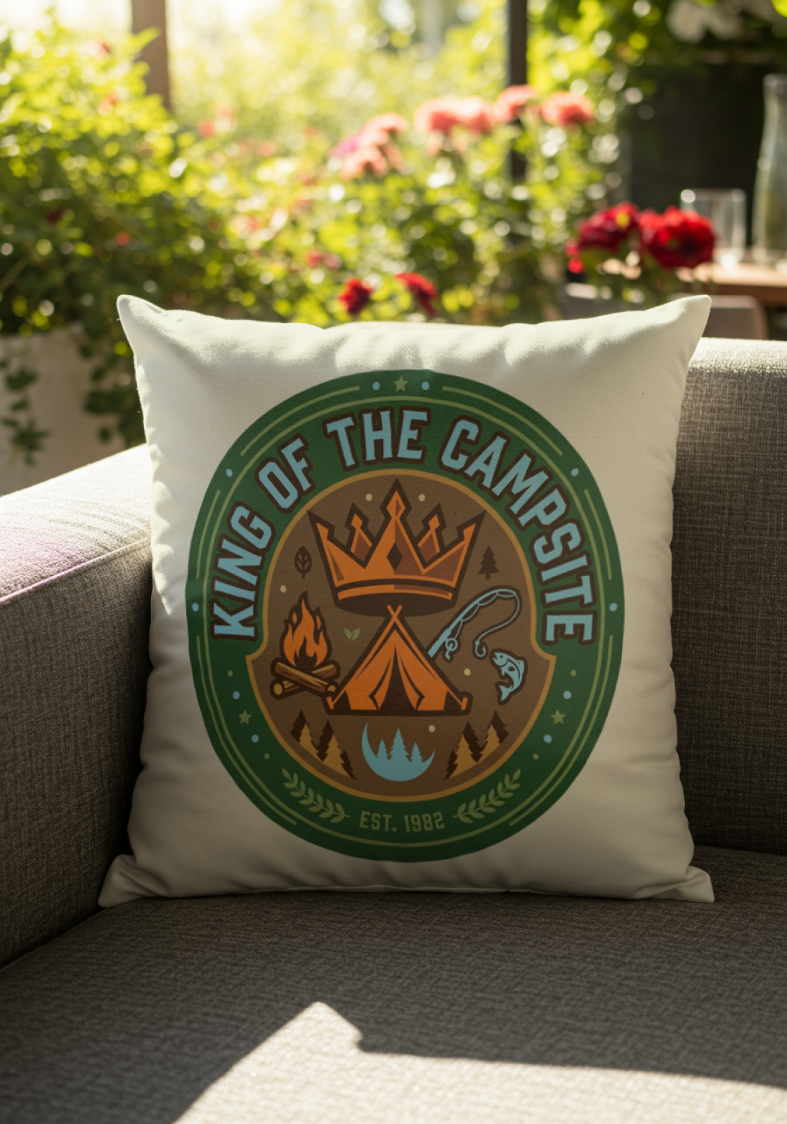 Camping for men King Of The Campsite Pillow Outdoor Home Decor