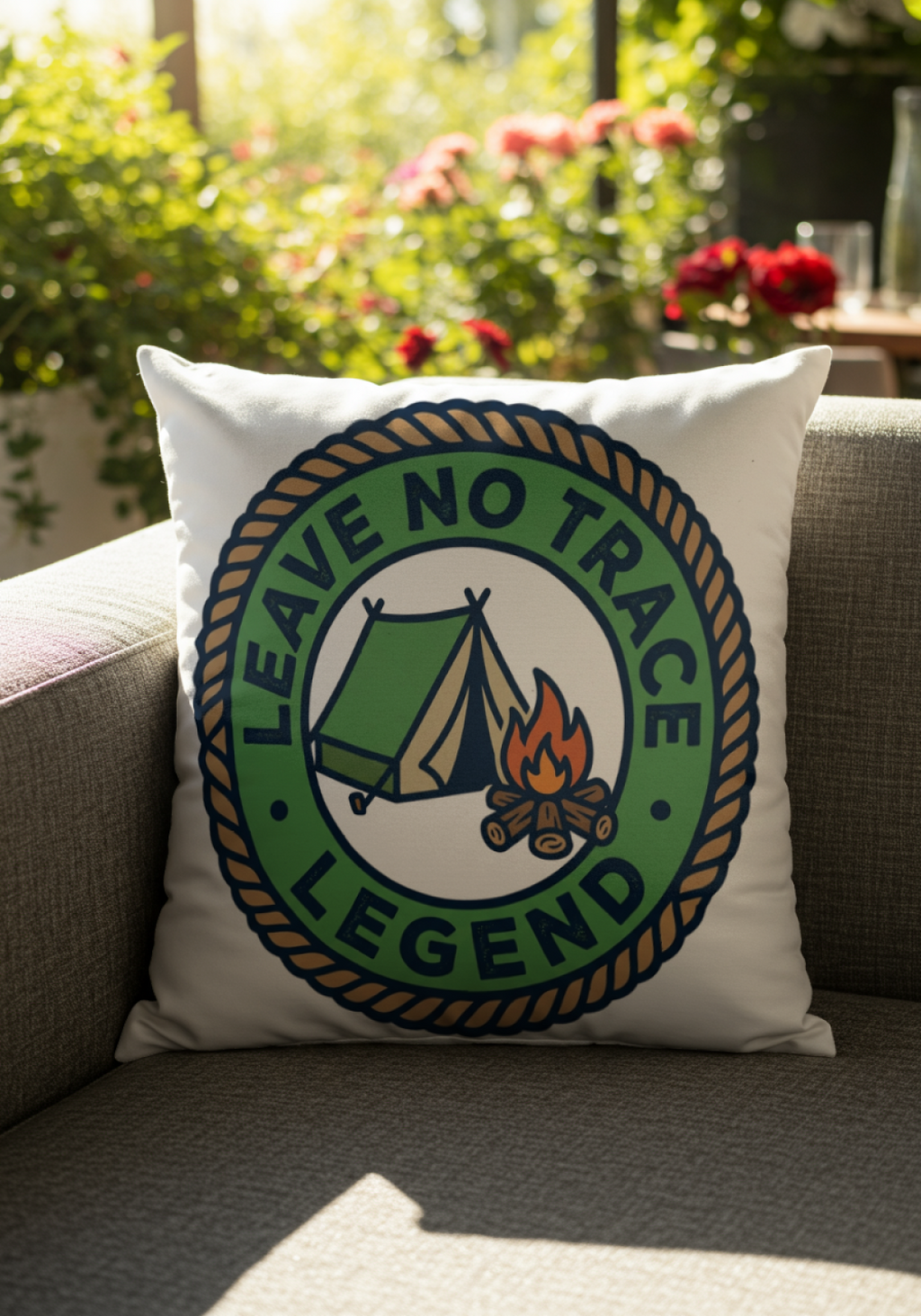 Camping for men Leave No Trace Legend Pillow Outdoor Decor
