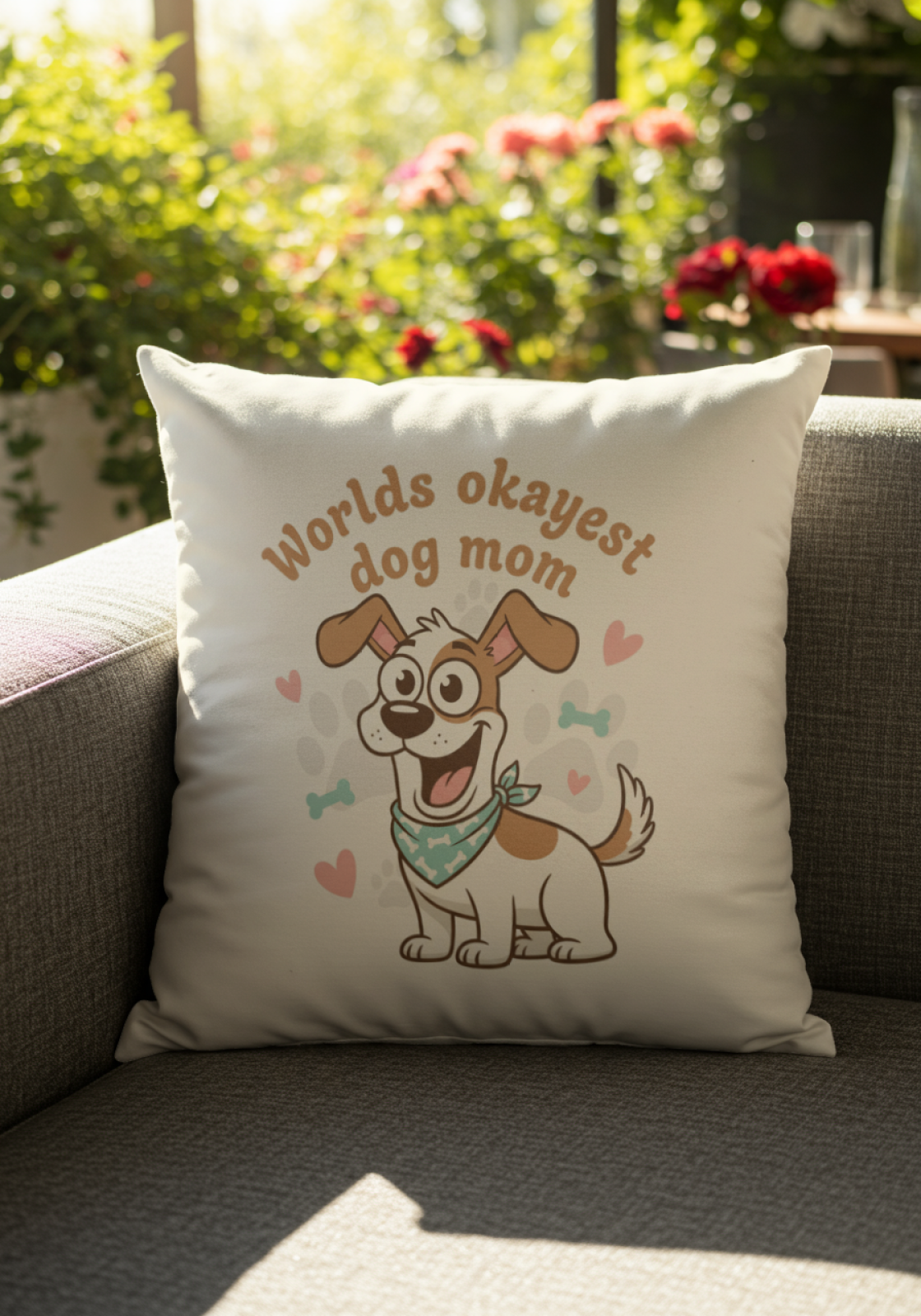 Funny gifts for dog moms: Worlds okayest dog mom