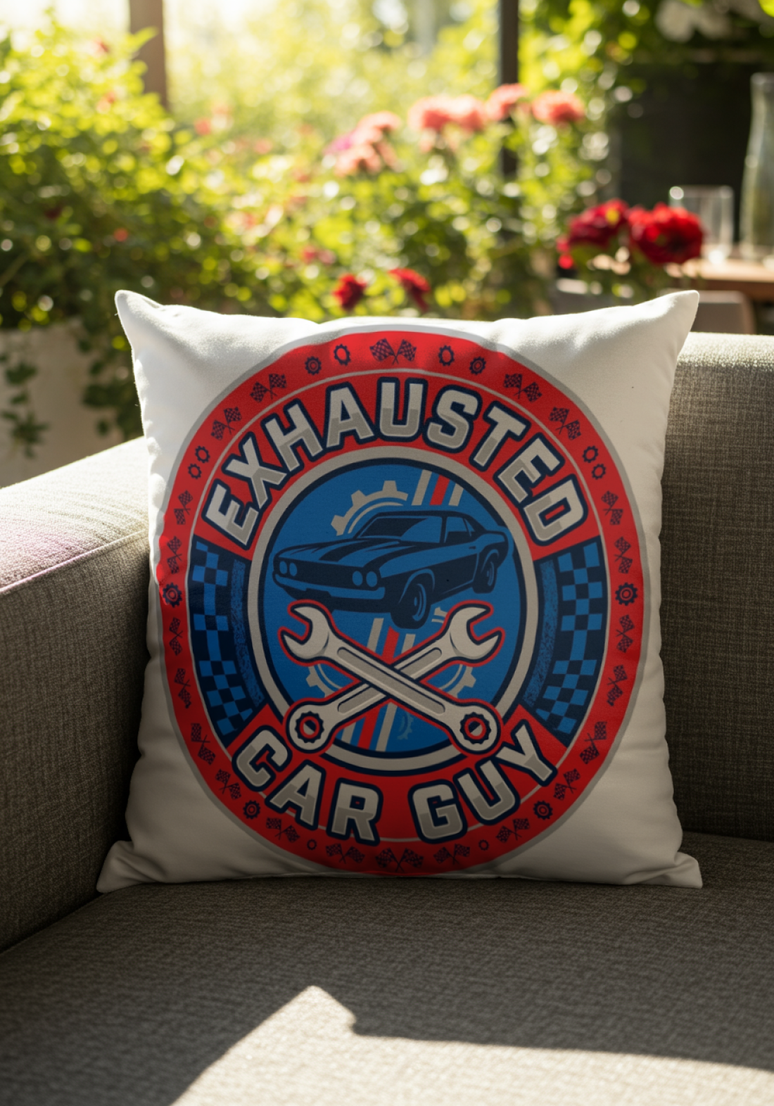 Car Guys Exhausted Car Guy Pillow for Auto Enthusiasts