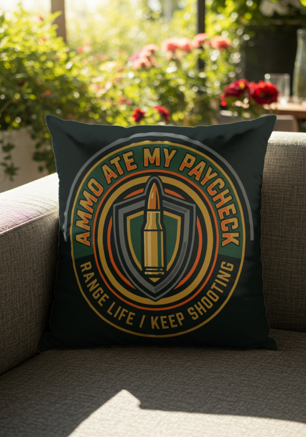 Gun owners Ammo Ate My Paycheck Funny Throw Pillow