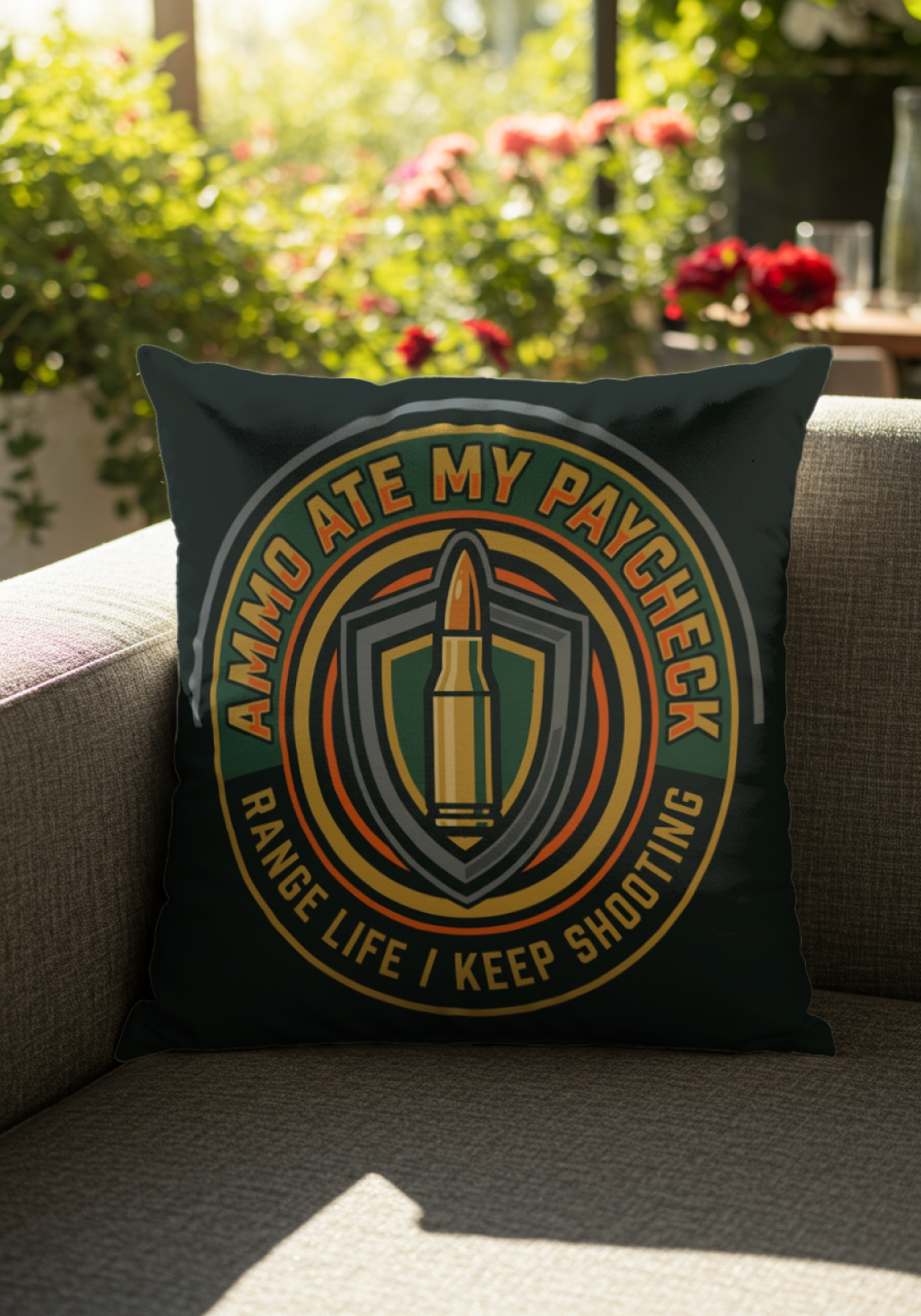 Gun owners Ammo Ate My Paycheck Funny Throw Pillow