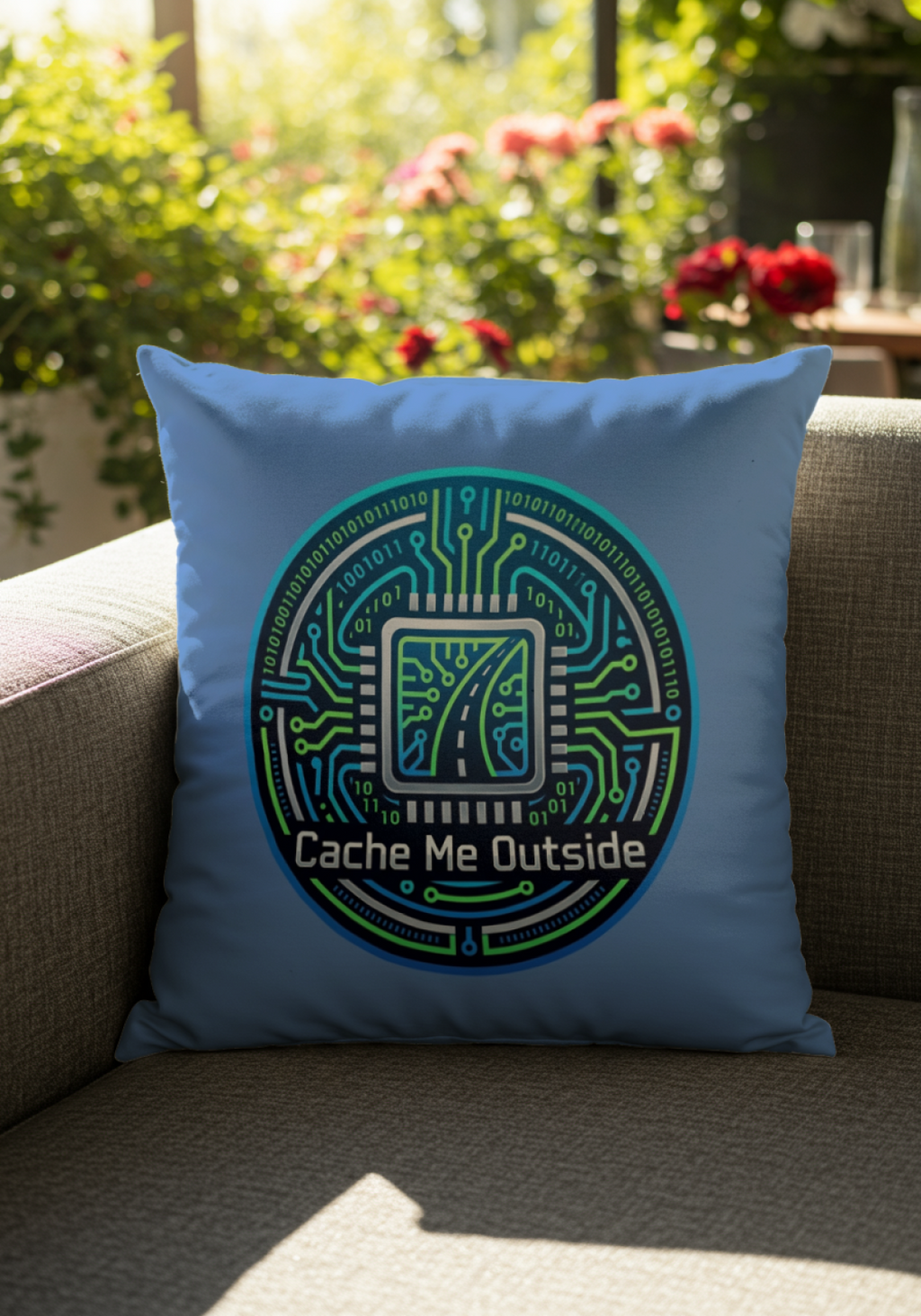 Tech Guy Cache Me Outside Pillow for Geeks and Gamers